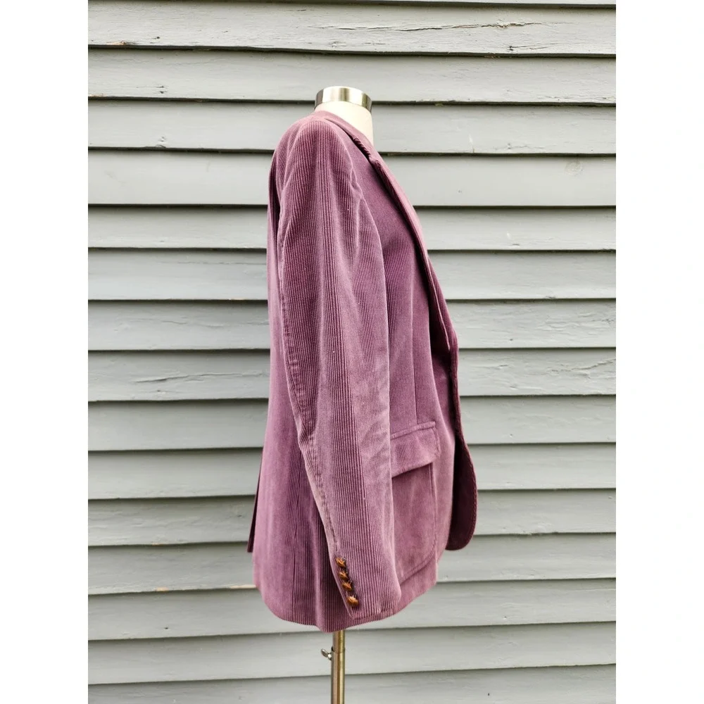 Polo University Ralph‎ Lauren Blazer Purple Corduroy Leather Buttons Size 40